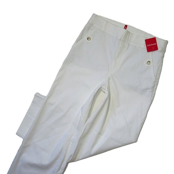 NWT SPANX 20312R Stretch Twill Cropped Wide Leg in Bright White Khaki Pants 1X - Picture 2 of 6